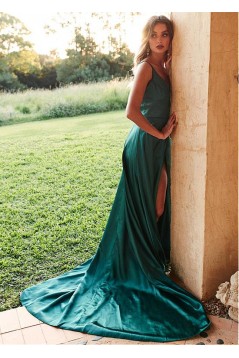A-Line V-Neck Long Prom Dresses Formal Evening Dresses 601347