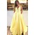 A-Line V-Neck Long Prom Dresses Formal Evening Dresses 601363