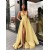A-line Spaghetti Straps Side Slit Long Prom Dresses Evening Gowns 601379