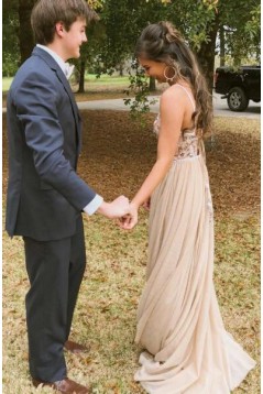 A-Line V-Neck Long Prom Dress Formal Evening Dresses 601384