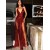 Sexy Spaghetti Straps V-neck Sparkling Long Prom Dress Formal Evening Dresses with High Slits  601388