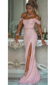 Elegant Mermaid Off-the-Shoulder Sequins Long Prom Dress Formal Evening Dresses 601401