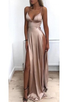 Sexy Long Red V-Neck Spaghetti Straps Prom Dress Formal Evening Dresses 601418