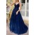 A-Line V-Neck Lace Appliques Long Prom Dress Formal Evening Dresses 601419