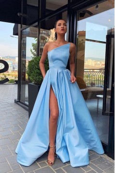 A-Line Satin Long Prom Dress Formal Evening Dresses 601421