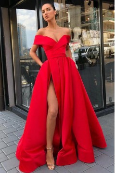A-Line Off-the-Shoulder Long Prom Dress Formal Evening Dresses 601485