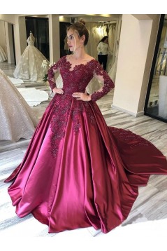 Ball Gown Long Sleeves Lace Long Prom Dress Formal Evening Dresses 601513