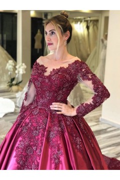 Ball Gown Long Sleeves Lace Long Prom Dress Formal Evening Dresses 601513