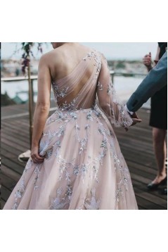 A-Line One-Shoulder Long Prom Dress Formal Evening Dresses 601532