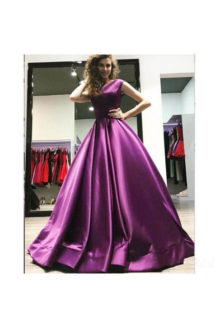 Elegant Satin Ball Gown Long Prom Dress Formal Evening Dresses 601573