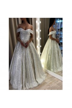 Ball Gown Off-the-Shoulder Sparkle Long Prom Dress Formal Evening Dresses 601582