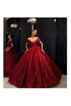 Sparkle Ball Gown Off-the-Shoulder Long Prom Dress Formal Evening Dresses 601584