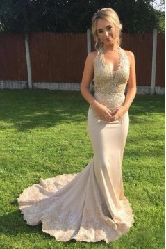 Mermaid Lace V-Neck Long Prom Dress Formal Evening Dresses 601593