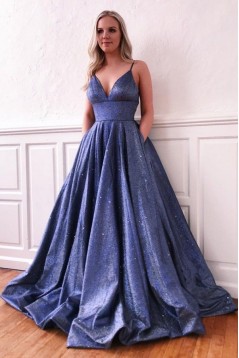 A-Line V-Neck Long Prom Dress Formal Evening Dresses 601601