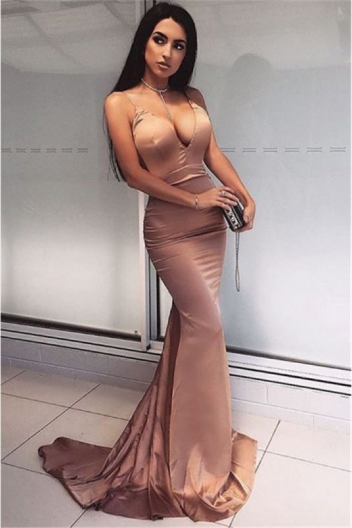 Mermaid V-Neck Long Prom Dress Formal Evening Dresses 601609