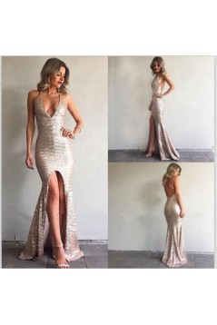 Mermaid Sparkle V-Neck Long Prom Dress Formal Evening Dresses 601619