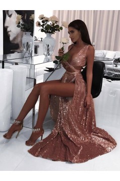 Sexy Sequins Long Black Prom Dress Formal Evening Dresses 601655