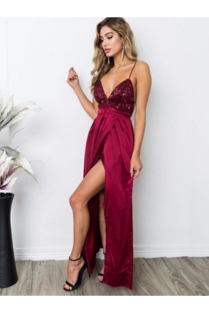 Simple V-Neck Long Prom Dress Formal Evening Dresses 601665