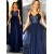 A-Line Sequins Tulle Long Prom Dress Formal Evening Dresses 601666