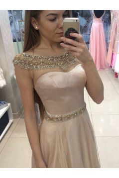 A-Line Beaded Long Prom Dress Formal Evening Dresses 601672