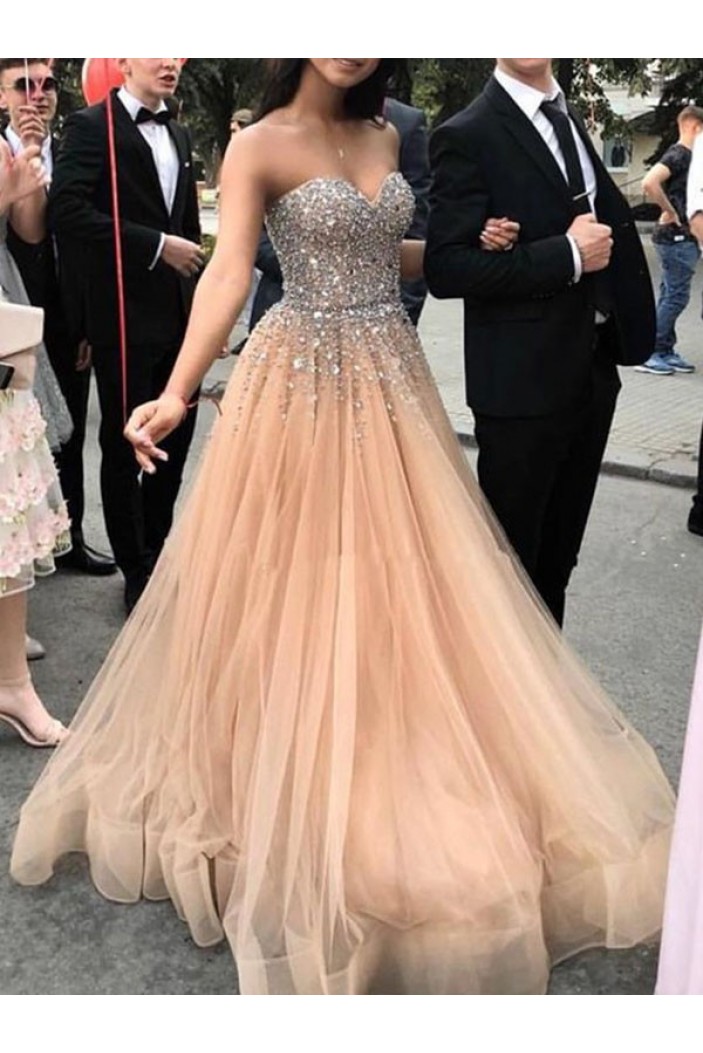 A-Line Beaded Sweetheart Long Prom Dress Formal Evening Dresses 601677
