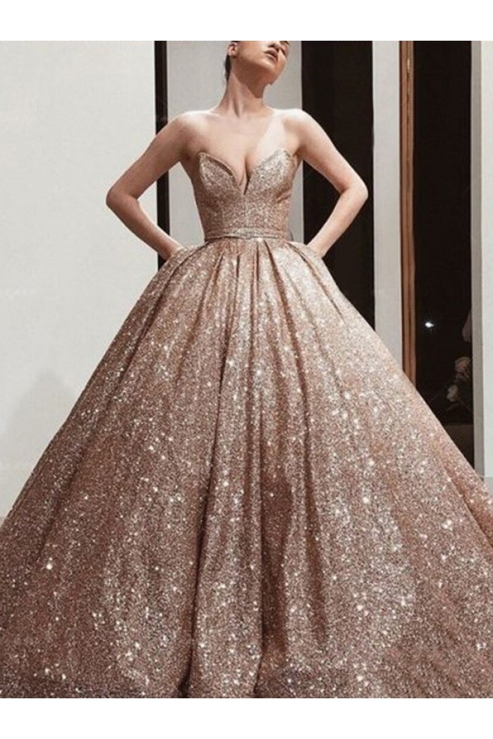 Ball Gown Sweetheart Sequins Long Prom Dress Formal Evening Dresses 601734