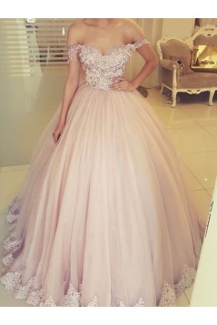Ball Gown Lace Off-the-Shoulder Long Prom Dress Formal Evening Dresses 601744