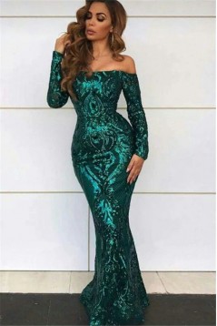 Mermaid Long Sleeves Prom Dress Formal Evening Dresses 601775