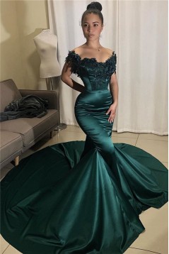 Mermaid Off-the-Shoulder Lace Long Prom Dress Formal Evening Dresses 601788