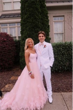 A-Line Long Pink Prom Dress Formal Evening Dresses 601812