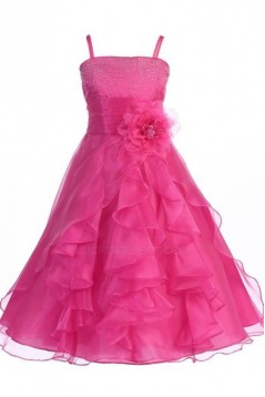 A-Line Spaghetti Strap Beaded Flower Girl Dresses F010001