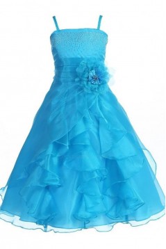 A-Line Spaghetti Strap Beaded Flower Girl Dresses F010001