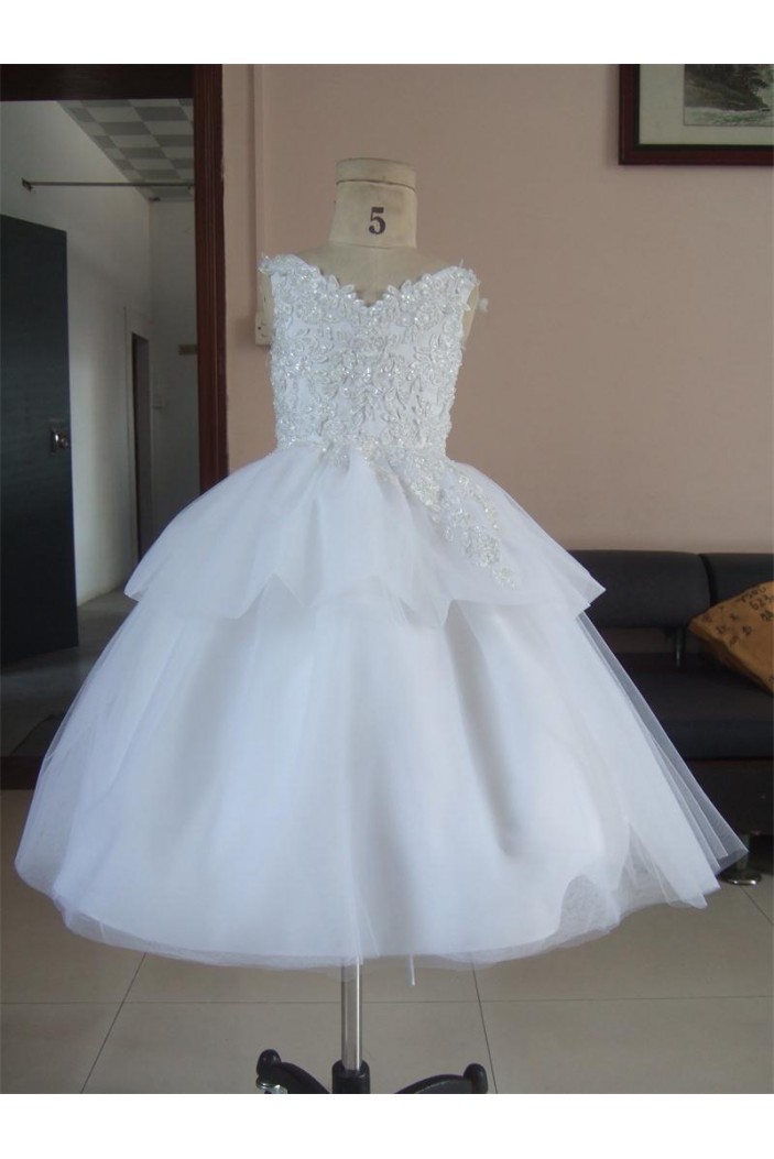 Ball Gown Beaded Applique Flower Girl Dresses F010016