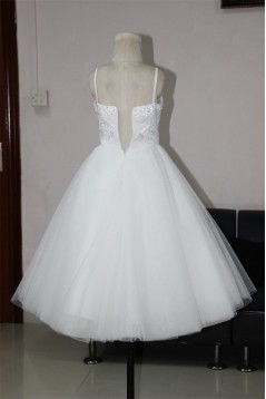 A-Line Beaded Spaghetti Strap Flower Girl Dresses F010019