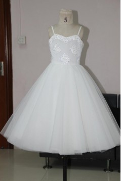 A-Line Beaded Spaghetti Strap Flower Girl Dresses F010019