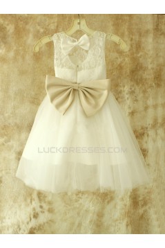 Lace and Tulle Bowknot Flower Girl Dresses F010025