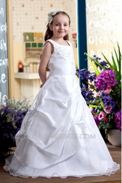 A-Line Floor-Length Beaded Applique Flower Girl Dresses 2050007