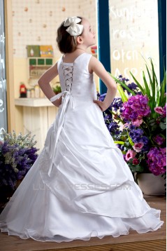 A-Line Floor-Length Beaded Applique Flower Girl Dresses 2050007