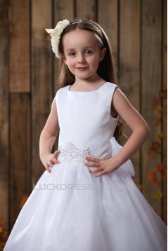 A-Line Beaded Sequins Bowknot Flower Girl Dresses 2050010