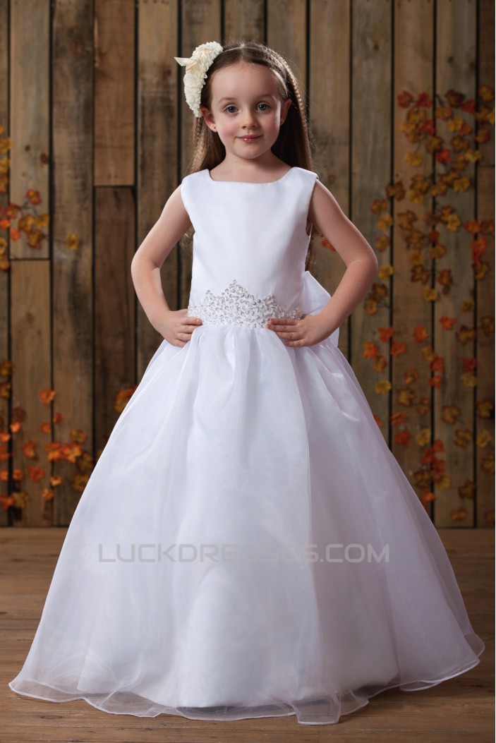 A-Line Beaded Sequins Bowknot Flower Girl Dresses 2050010