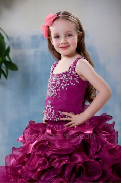 Ball Gown Tea Length Straps Beaded Flower Girl Dresses 2050012