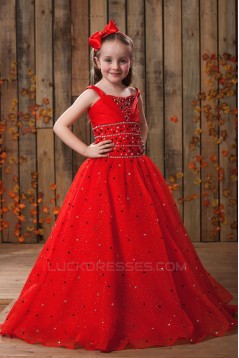 A-Line Beaded Spaghetti Strap Flower Girl Dresses 2050016