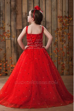 A-Line Beaded Spaghetti Strap Flower Girl Dresses 2050016