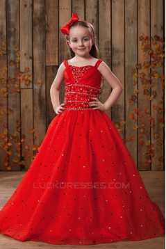 A-Line Beaded Spaghetti Strap Flower Girl Dresses 2050016