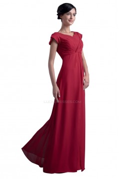 A-Line Cap-Sleeve Long Chiffon Mother of the Bride Dresses M010002