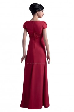 A-Line Cap-Sleeve Long Chiffon Mother of the Bride Dresses M010002