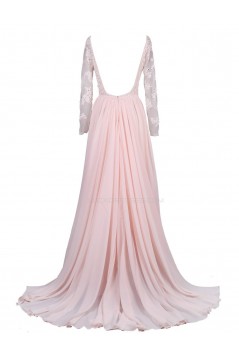 A-Line Bateau Long Sleeve Applique and Chiffon Backless Mother of the Bride Dresses M010003