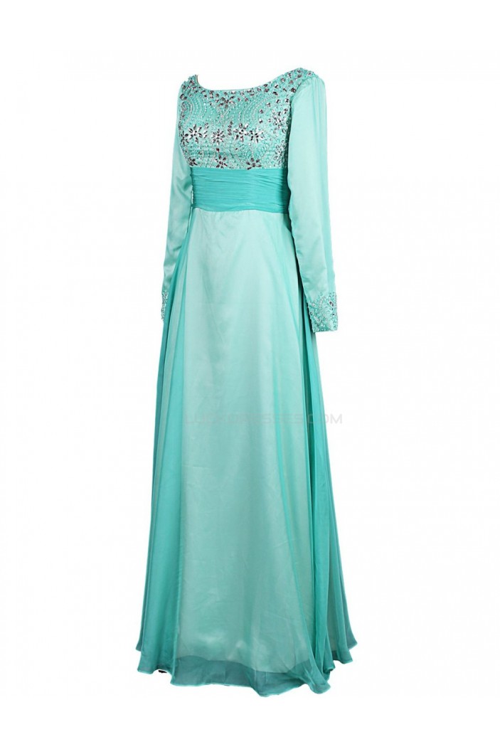 A-Line Beaded Long Sleeve Mother of the Bride Dresses M010004