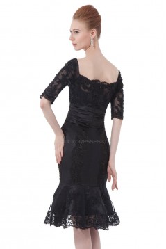 Mermaid Half Sleeve Off-the-Shoulder Beaded Applique Short Mother of the Bride Dresses M010007