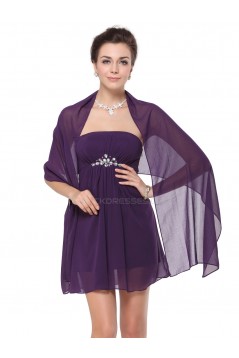 A-Line Strapless Short Chiffon Mother of the Bride Dresses with A Wrap M010012